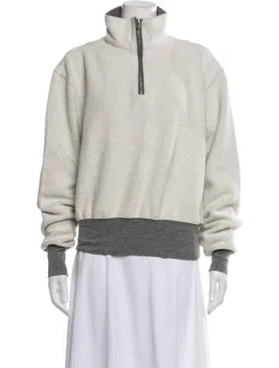 Pre-owned Les Tien Mock Neck Long Sleeve Sweatshirt In White
