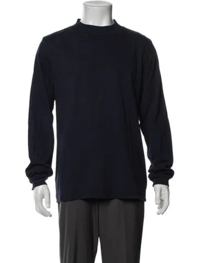 Pre-owned Les Tien Mock Neck Long Sleeve T-shirt In Blue