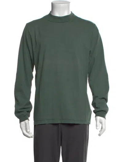 Pre-owned Les Tien Mock Neck Long Sleeve T-shirt In Green