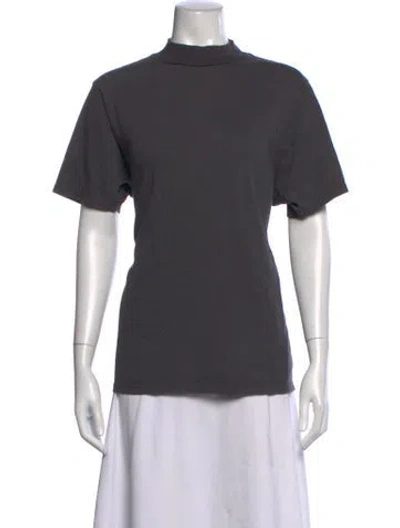 Pre-owned Les Tien Mock Neck Short Sleeve T-shirt In Grey