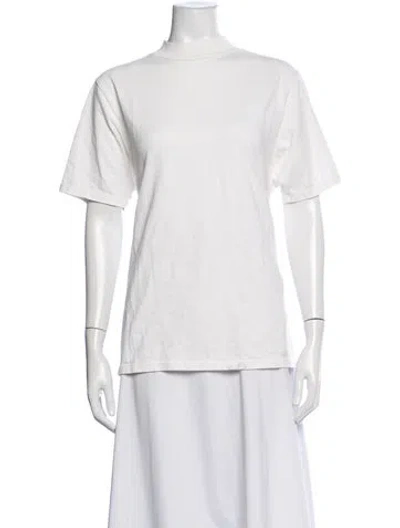 Pre-owned Les Tien Mock Neck Short Sleeve T-shirt In White