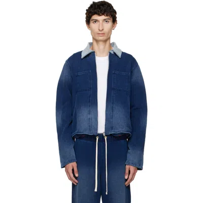 Les Tien Navy Heavyweight Utility Jacket In Blue