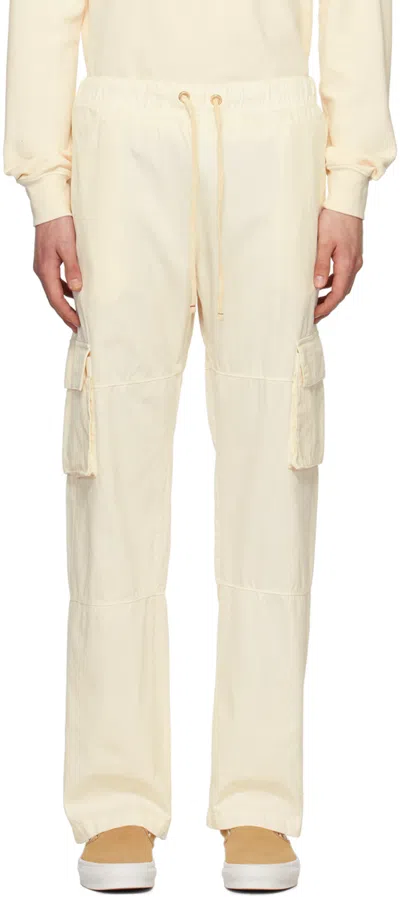 Les Tien Off-white Drawstring Cargo Pants In Ivory Stone
