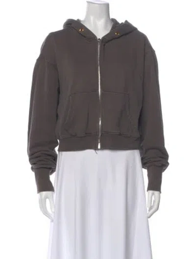 Pre-owned Les Tien Open Front Long Sleeve Hoodie In Gray