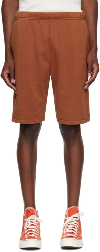 Les Tien Orange Heavyweight Rider Shorts In Cedar