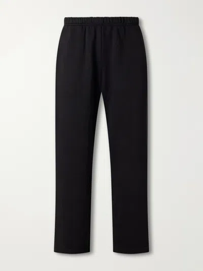 Les Tien Party Wide-leg Garment-dyed Cotton-fleece Sweatpants In Black