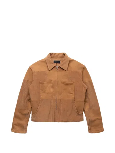 Les Tien Patchwork Zip Jacket In Brown