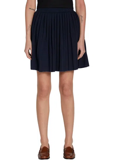 Les Tien Paulina Box Pleat Tennis Skirt In Navy In Black