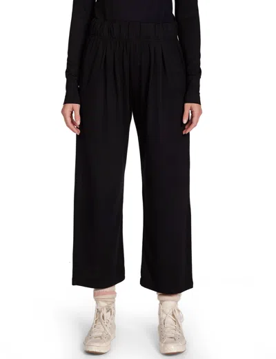 Les Tien Penny Pleat Crop Pant In Jet Black