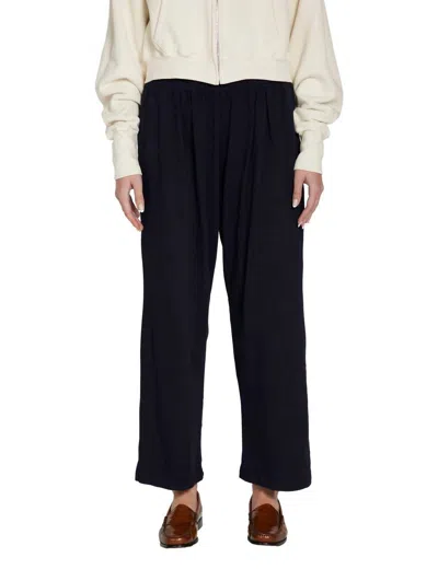 Les Tien Penny Pleated Pant In Navy In Black