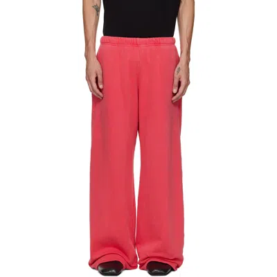 Les Tien Pink Heavyweight Party Sweatpants In Washed Crimson (pd)