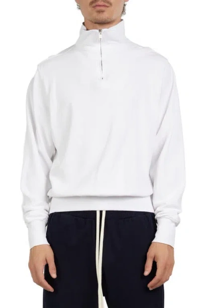 Les Tien Pique Banded Half Zip Yacht Pullover In White