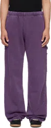 Les Tien Purple Heavyweight Utility Puddle Sweatpants