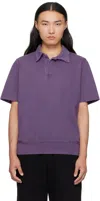 Les Tien Purple Piqué S/s Banded Tennis Polo In Purple