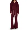 Les Tien Rachel Raw Crop Hoodie Top In Bordeaux
