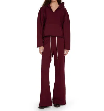 Les Tien Rachel Raw Crop Hoodie Top In Bordeaux