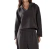 Les Tien Rachel Raw Crop Hoodie Top In Vintage Black