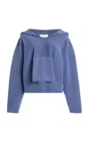 Les Tien Rachel Raw-edge Cotton Cropped Hoodie In Blue