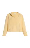 Les Tien Rachel Raw-edge Cotton Cropped Hoodie In Yellow