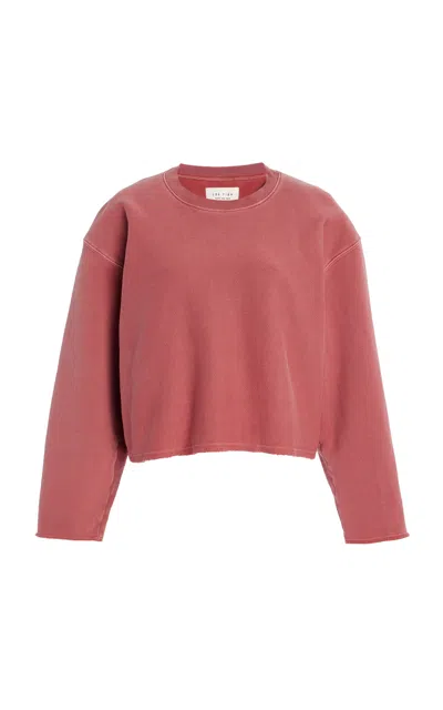 Les Tien Raven Raw-edge Cotton Sweatshirt In Pink