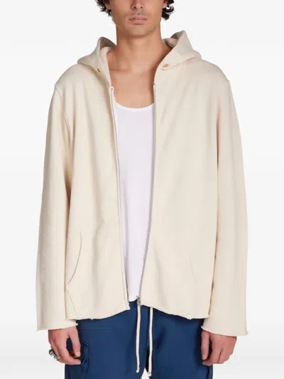 Les Tien Raw-edge Zip-up Hoodie In Neutral