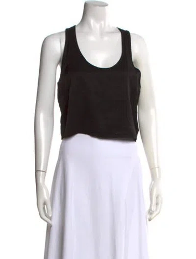 Pre-owned Les Tien Scoop Neck Sleeveless Crop Top In Black