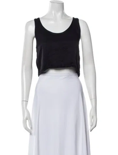 Pre-owned Les Tien Scoop Neck Sleeveless Crop Top In Blue