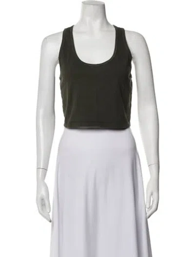 Pre-owned Les Tien Scoop Neck Sleeveless Crop Top In Green