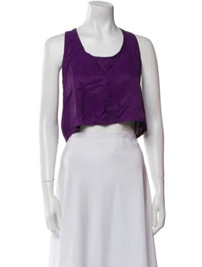 Pre-owned Les Tien Scoop Neck Sleeveless Crop Top In Purple