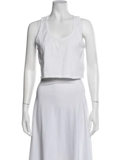 Pre-owned Les Tien Scoop Neck Sleeveless Crop Top In White