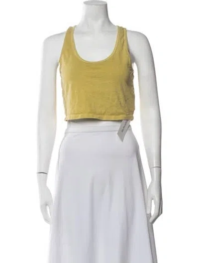 Pre-owned Les Tien Scoop Neck Sleeveless Crop Top In Yellow