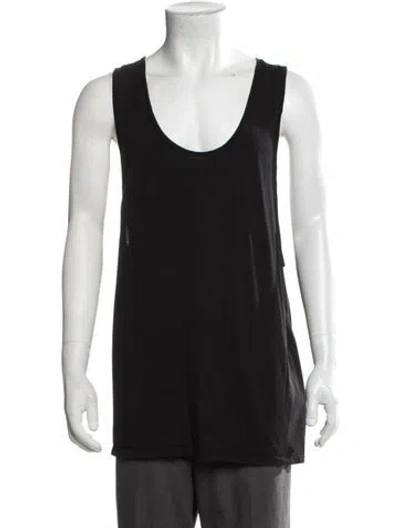 Pre-owned Les Tien Scoop Neck Sleeveless Tank In Black