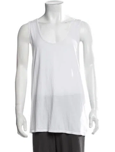 Pre-owned Les Tien Scoop Neck Sleeveless Tank In White