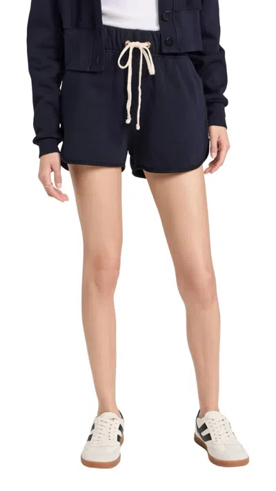 Les Tien Serena Scallop Short In Navy In Blue