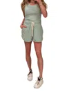 Les Tien Serena Scallop Shorts In Washed Mint In Multi