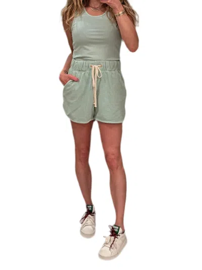 Les Tien Serena Scallop Shorts In Washed Mint In Multi