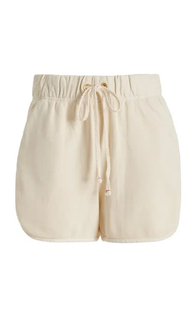 Les Tien Serene Scalloped Cotton Shorts In Ivory