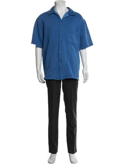 Pre-owned Les Tien Short Sleeve Shirt In Blue