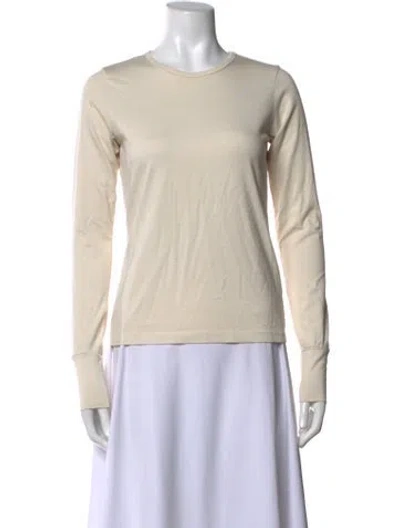 Pre-owned Les Tien Supima Cotton Crew Neck Top In Neutrals