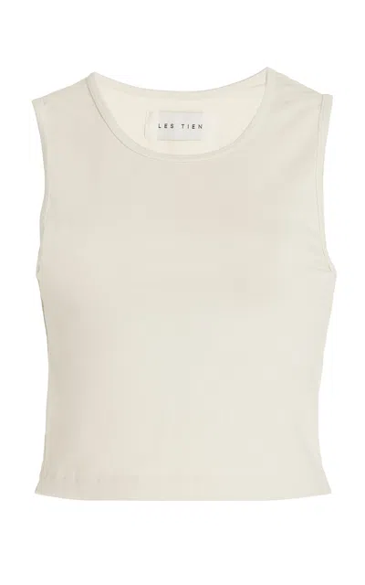 Les Tien Talya Cropped Jersey Tank Top In Ivory