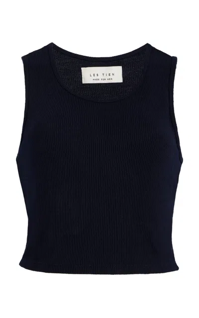 Les Tien Tayla Cropped Tank Top In Navy