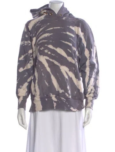 Pre-owned Les Tien Tie-dye Print Crew Neck Hoodie In Purple