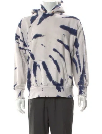 Pre-owned Les Tien Tie-dye Print Crew Neck Hoodie In White