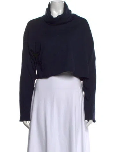Pre-owned Les Tien Turtleneck Long Sleeve Crop Top In Black