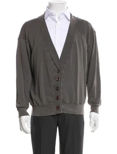 Pre-owned Les Tien V-neck Long Sleeve Cardigan In Gray