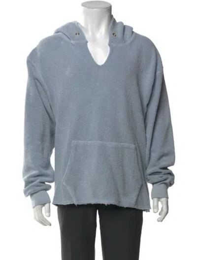 Pre-owned Les Tien V-neck Long Sleeve Hoodie In Blue