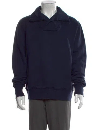 Pre-owned Les Tien V-neck Long Sleeve Hoodie In Blue