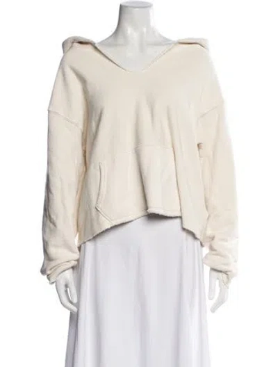 Pre-owned Les Tien V-neck Long Sleeve Hoodie In Neutrals