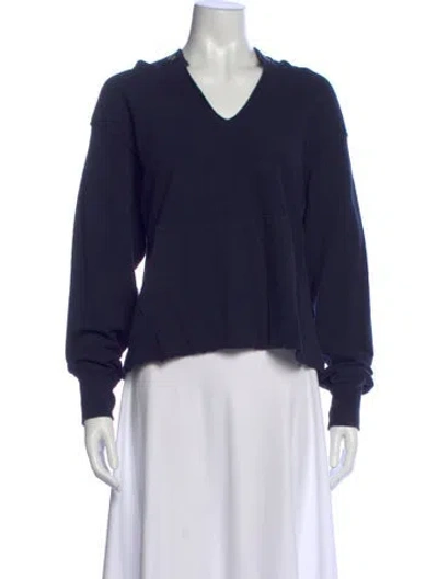 Pre-owned Les Tien V-neck Long Sleeve Sweatshirt In Blue