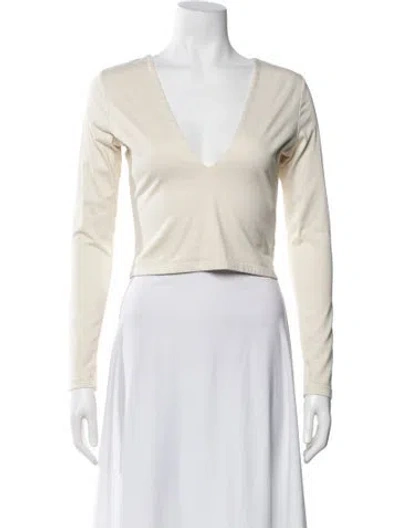 Pre-owned Les Tien V-neck Long Sleeve T-shirt In Neutral